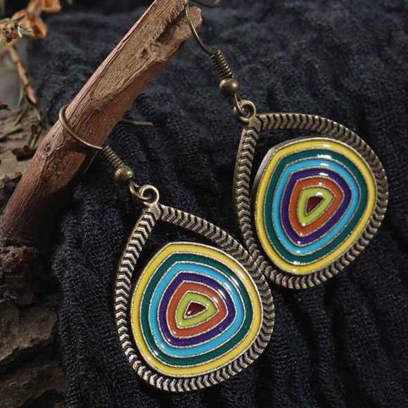 Jewelry - Boho Vintage Style Multicolor Pendant Earrings